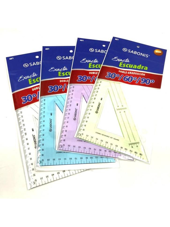 401 ESCUADRAS 30°60°90° DOBLE GRADUACIÓN