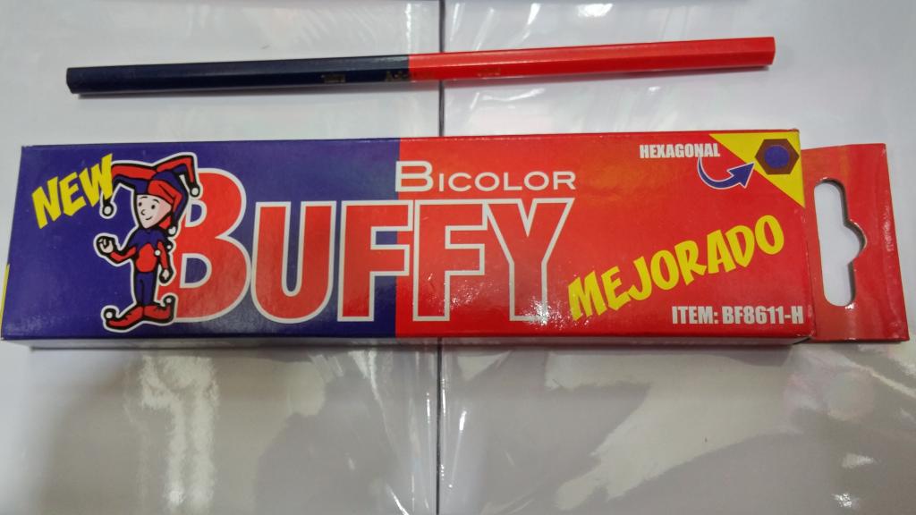 BICOLOR DELGADO HEXAGONAL BUFY CAJA CON 12 PIEZAS