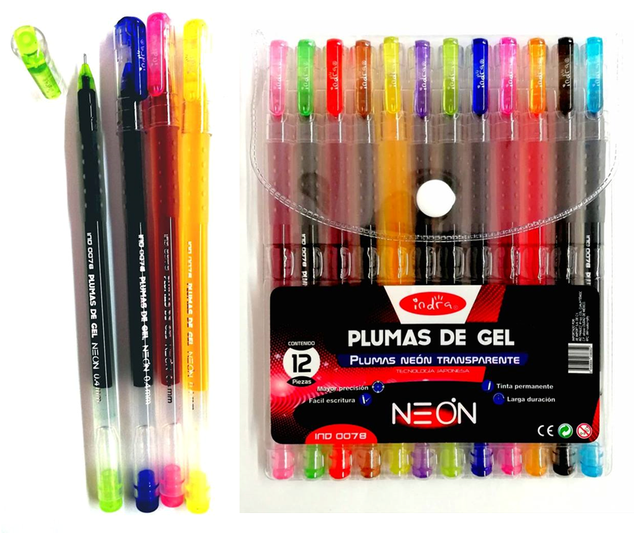 IND0078BSET12PLUMAS DE GEL NEON $55.00