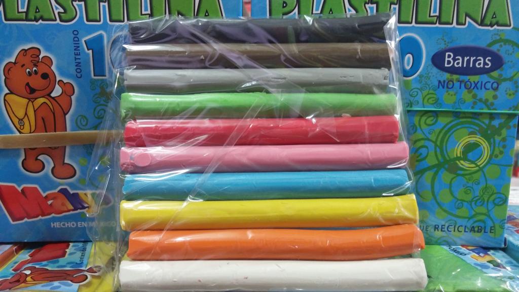 CAJA CON 10 PLASTILINAS DE DIFERENTES COLORES MAKYCO MÍNIMO 10 PIEZAS 38002