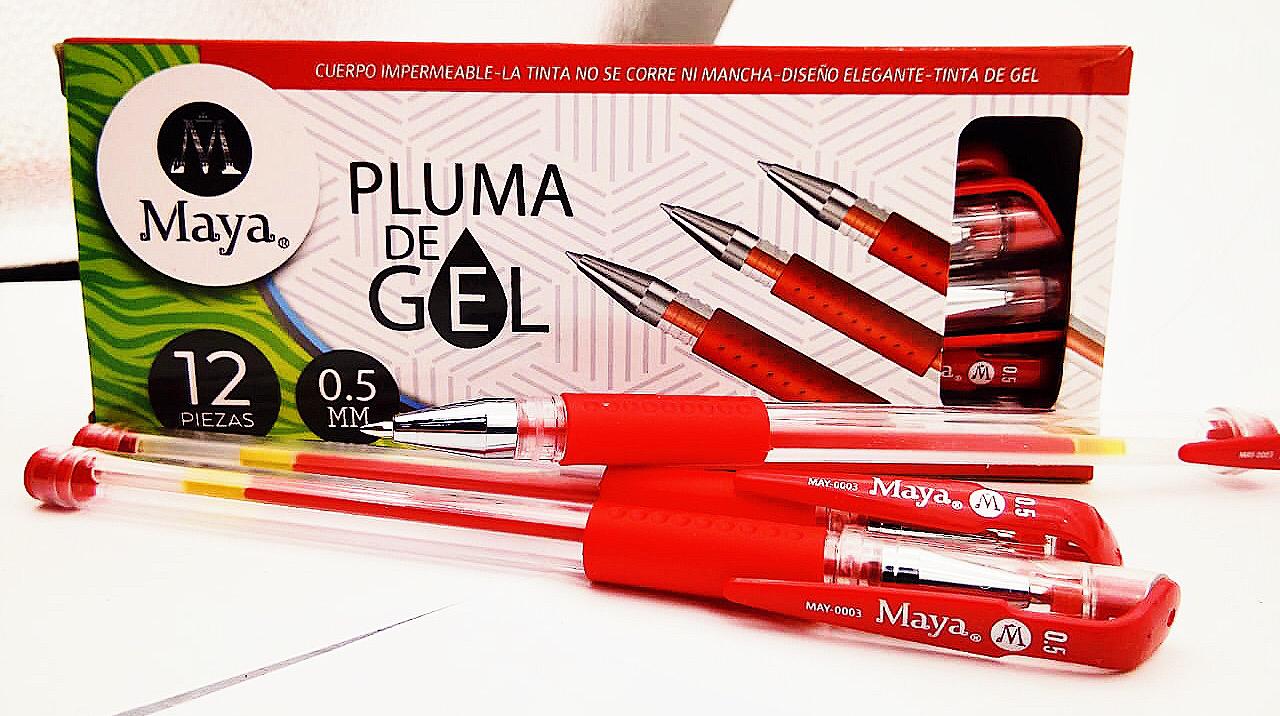 PLUMA GEL CAJA CON 12 MAY 0003 MÍNIMO 3 CAJAS 01106 HAY NEGRO, ROJO Y, AZUL  60011