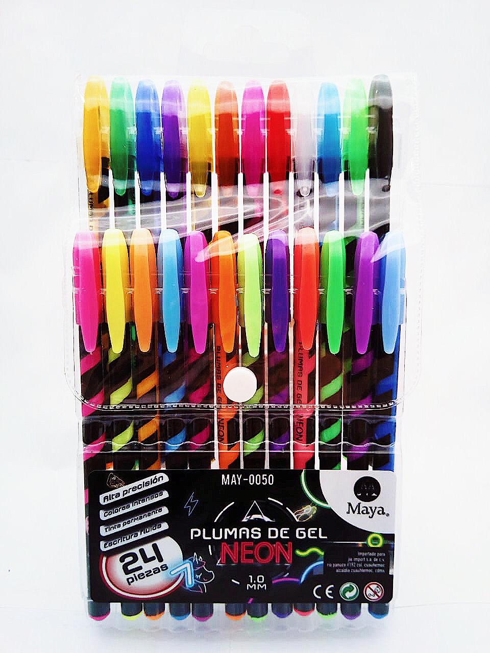 MAY0050SET 24 PLUMA GEL NEON MAY 0050 MÍNIMO 10 PAQUETES 60008 $56.00