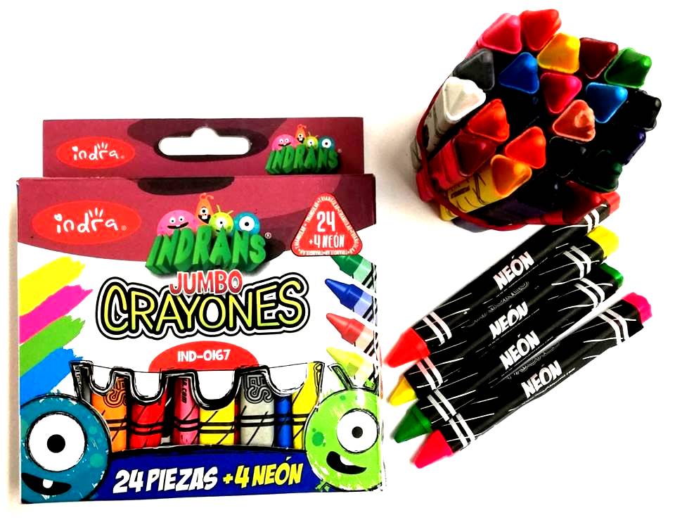 IND0167CRAYÓNNEON TRIANGULAR YUMBO 24+4 IND0167 MÍNIMO 12 PIEZAS 01073 $55.00