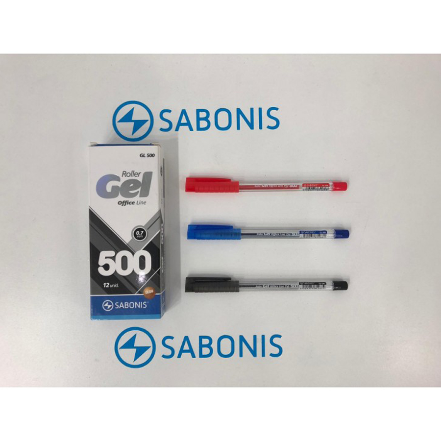 GL500 PLUMA GEL TINTA NEGRO, AZUL O ROJO CAJA CON 12 PLUMAS