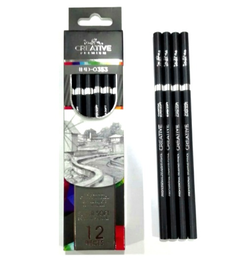 IND0353 SET12LAPIZ CARBONCILLO PROFESIONAL ULTRASUAVE/SUPERSOFT INDRA CREATIVE $125.00