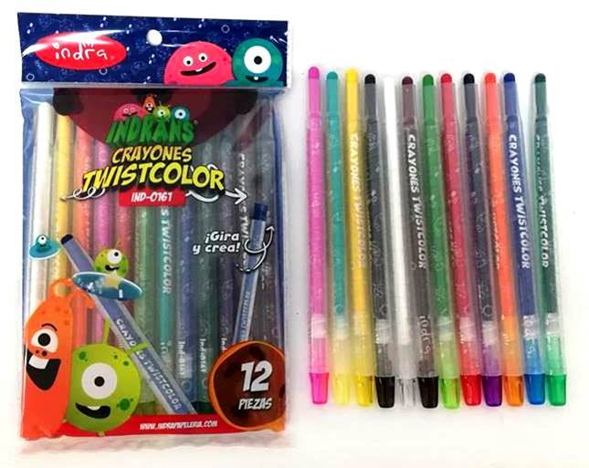 IND0161SET12CRAYÓN TWISCOLOR AUTOMÁTICO LARGO IND0161 MÍNIMO 12 SET 01068 $50.00