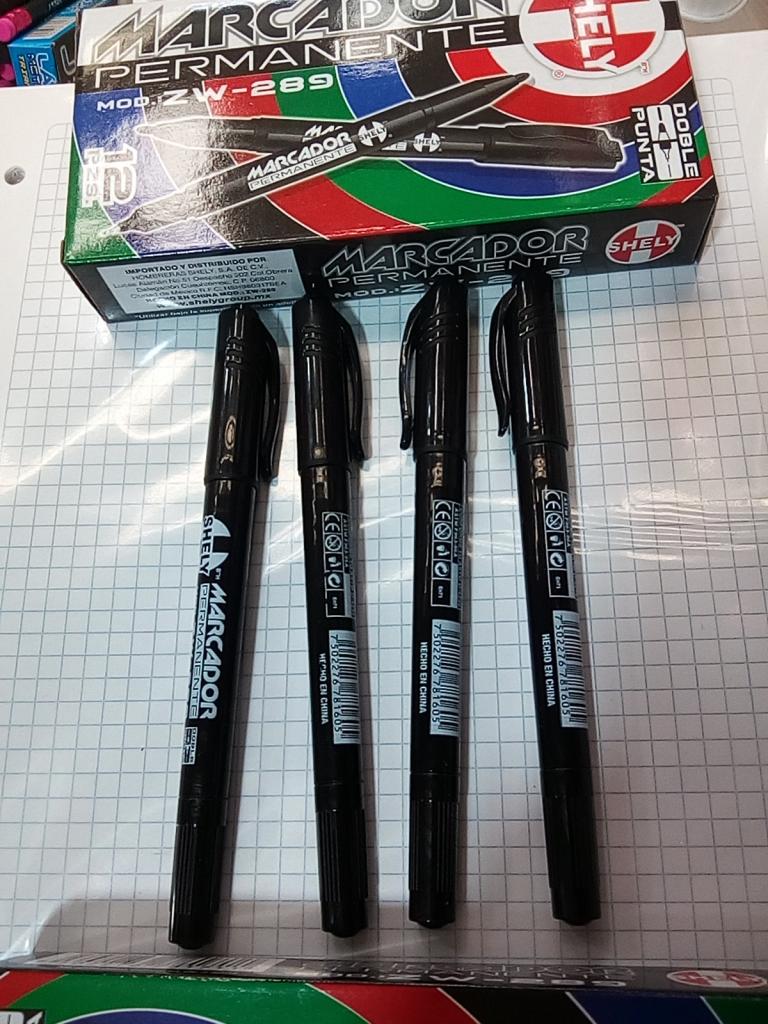 A40100 CAJA 12 MARCADOR PERMANENTE 2 PUNTAS SHELY 40012 $90.00