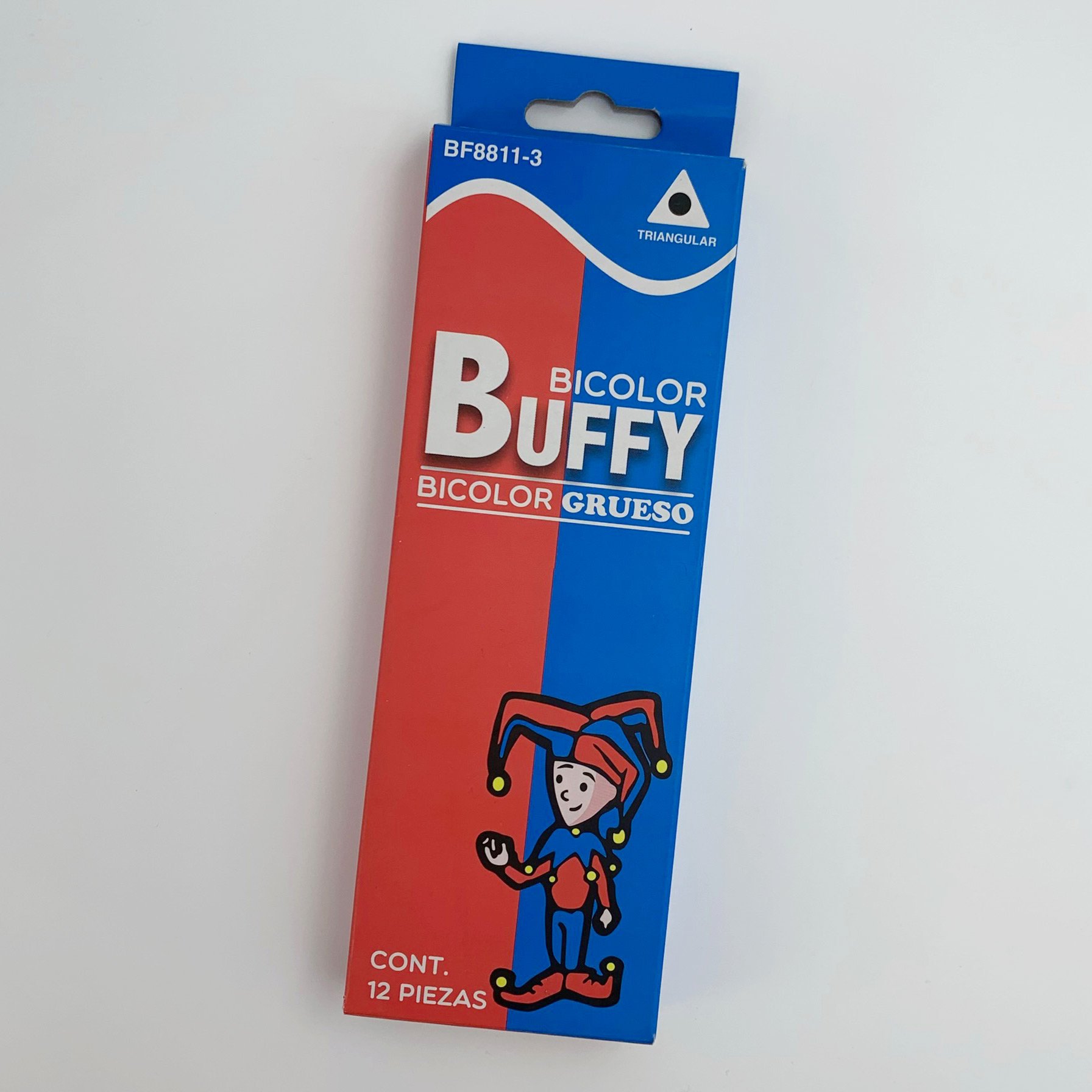 BICOLOR GRUESO TRIANGULAR BUFY CAJA CON 12 PIEZAS.