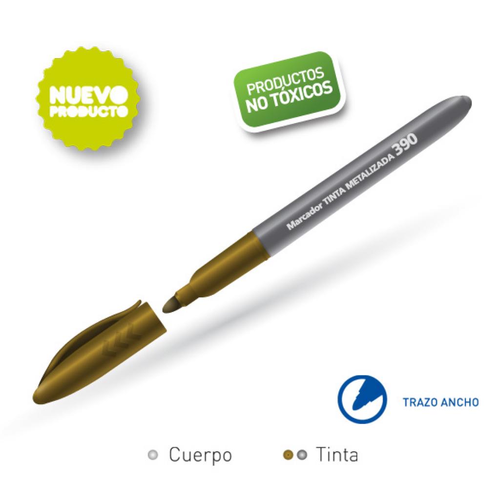 PU390 CAJA 12 MARCADOR PERMANENTE EN COLOR ORO O COLOR PLATA