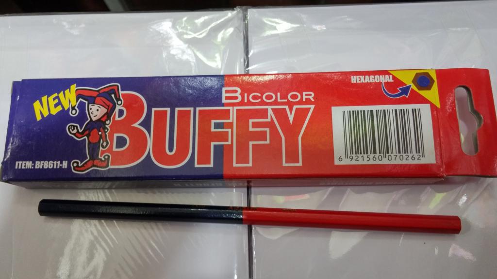 BICOLOR DELGADO HEXAGONAL BUFY CAJA CON 12 PIEZAS