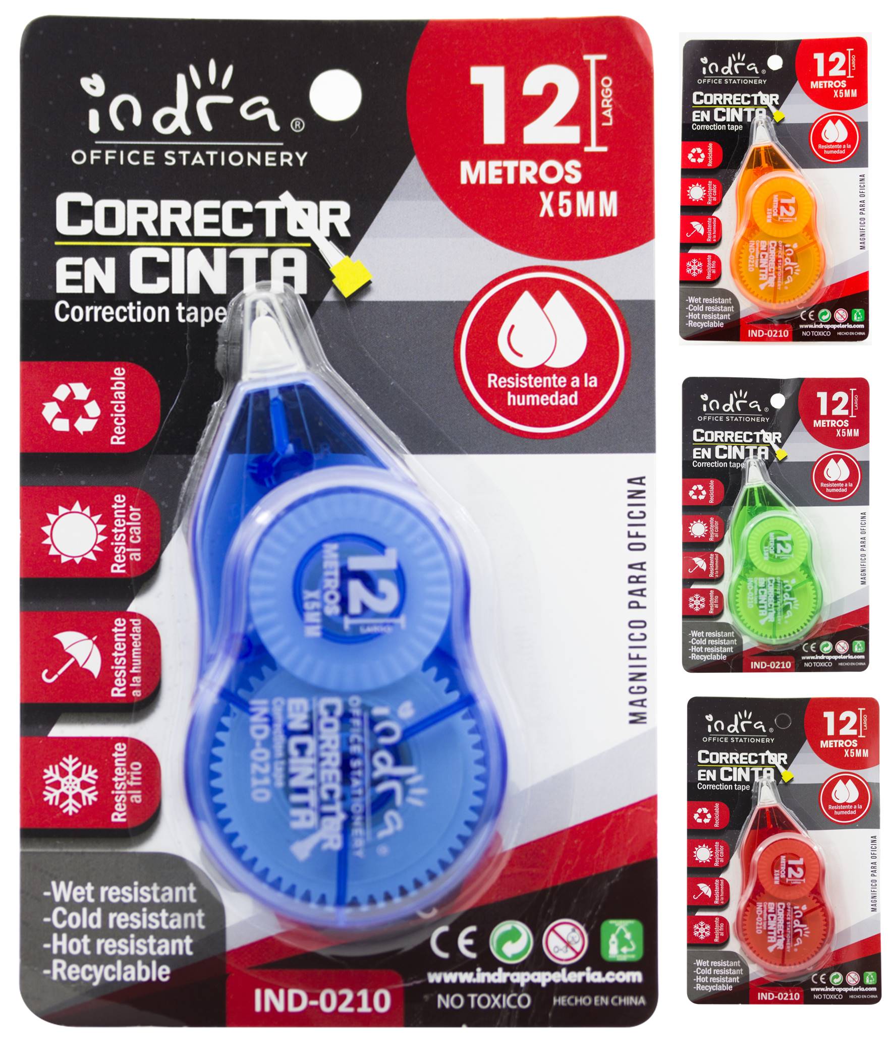 IND0210CORRECTORCINTA 12M X 5MM IND0210 MÍNIMO 24 PIEZAS 01065 $15.00