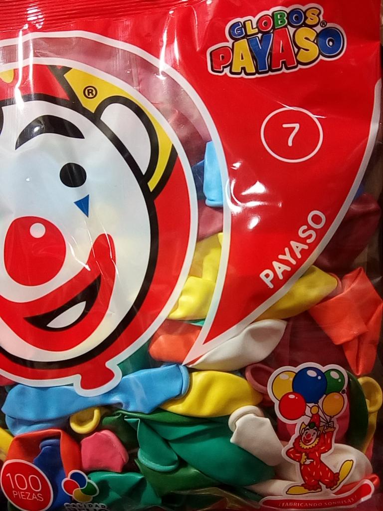 BOLSA CON 50 GLOBOS MARCA PAYASO # 7.