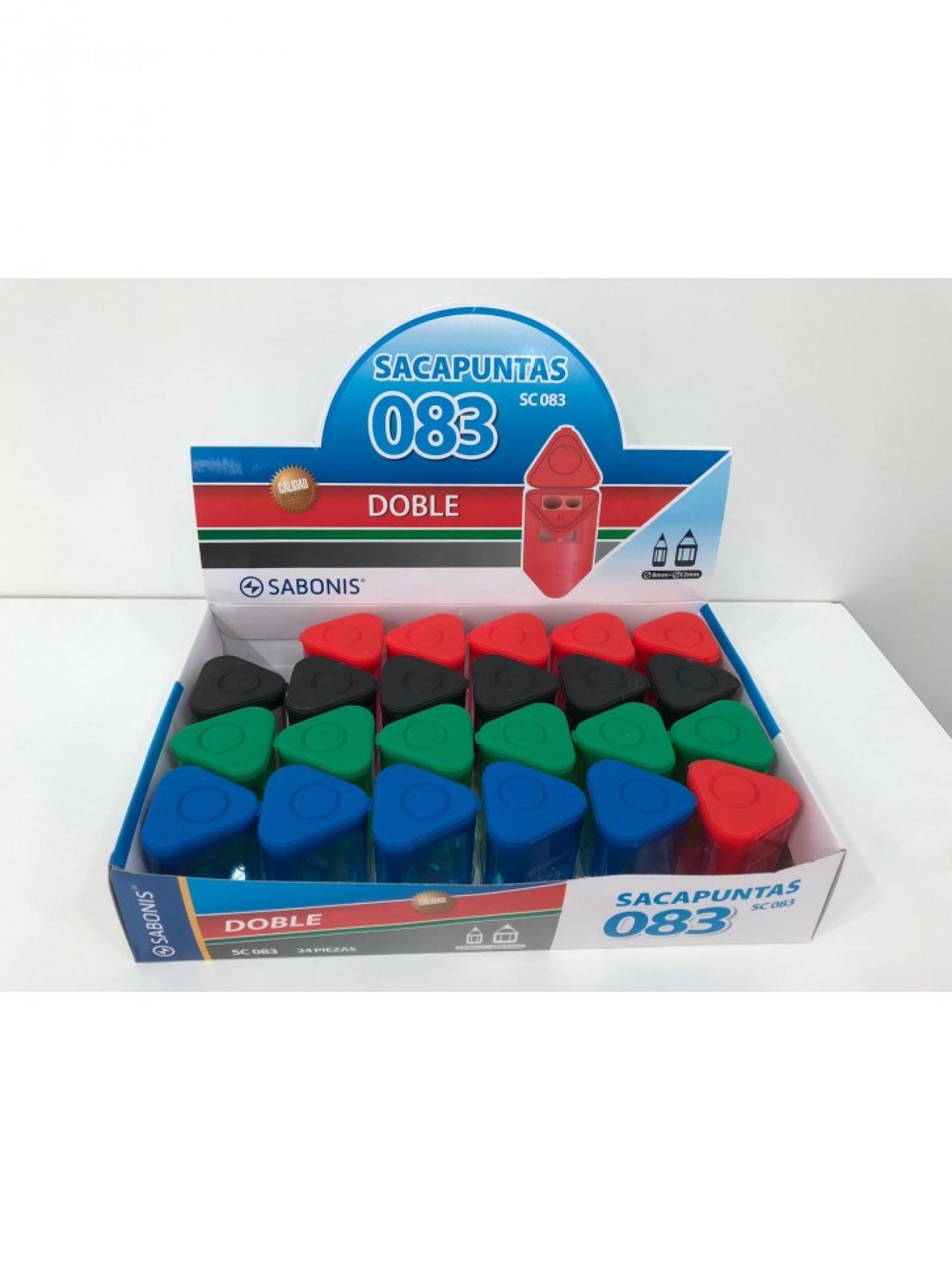SC083 CAJA 24 SACAPUNTAS CON DOS ORIFICIOS Y CON DEPÓSITO PARA LA BASURA.