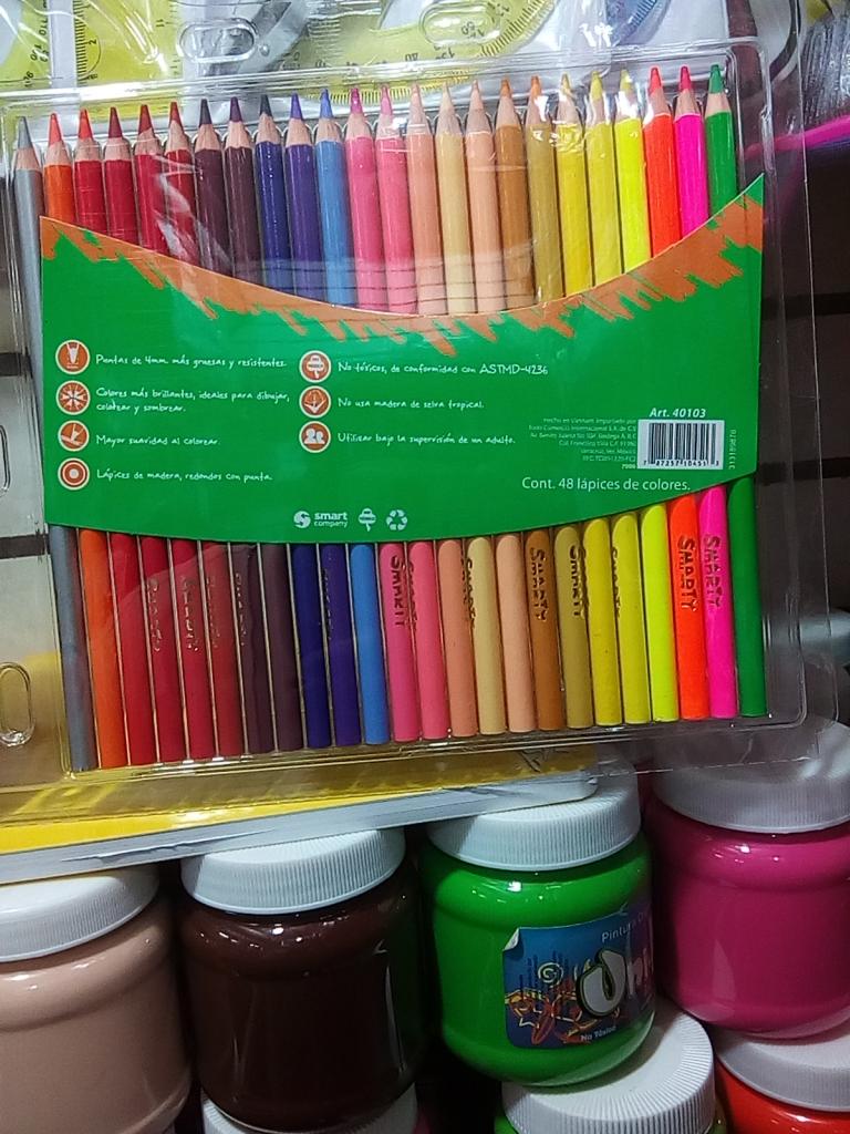 SET 48 COLORES SMARTY MINA GRUESA DE 4 MM.